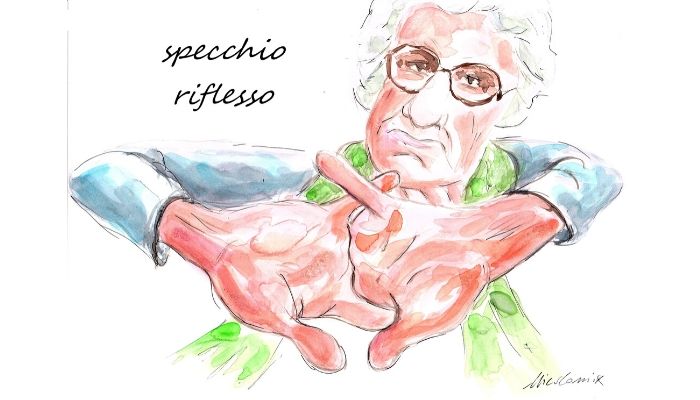 specchio riflesso Liliana Segre riceve ogni giorno messaggi da parte di hater. Nicocomix