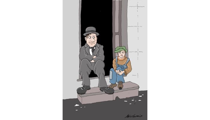 Conte Chaplin Ilva . Ilva a rischio chiusura. Il premier Giuseppe Conte "Il Monello". Nicocomix