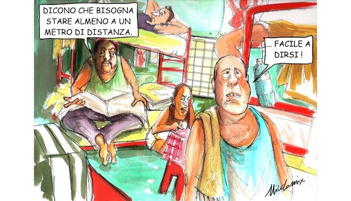 FACILE A DIRSI . mantenere le distanze di un FACILE A DIRSI . mantenere il metro di sicurezza per scongiurare il contagio da covid19 nelle carceri italiane è impossibile. Nicocomix