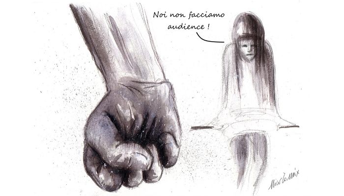 audience .la violenza di genere non conosce sosta neppure durante la quarantena, le donne sono sempre più isolate e impossibilitate di chiedere aiuto. Nicocomix