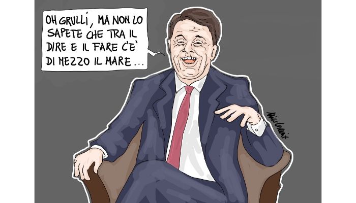 Renzi l'ipocrita . Renzi salva salvini sul caso Open Arms. Nicocomix