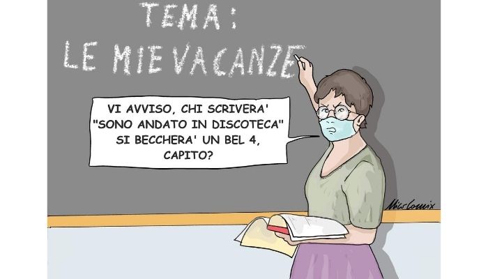 tema, le mie vacanze ... covid Ricomincia la scuola. Nicocomix