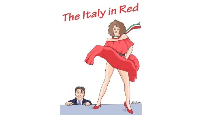 The Italy in Red . Giuseppe Conte e le zone rosse. Nicocomix