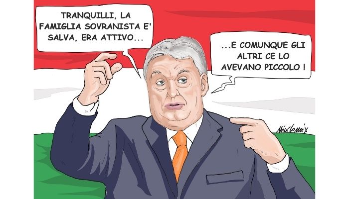 quei dettagli che salvano il sovranismo . Eurodeputato del partito Fidesz di Orban beccato a un orgia con 25 uomini. La famiglia sovranista è comunque salva, i dettagli fanno la differenza! Nicocomix