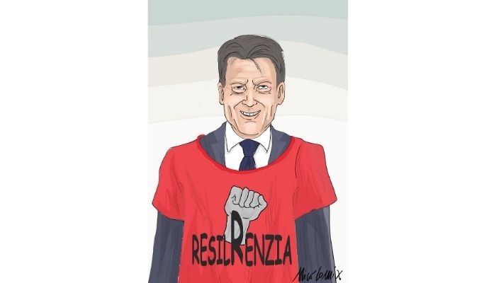 ResilRenzia . Giuseppe Conte e Matteo Renzi. Nicocomix