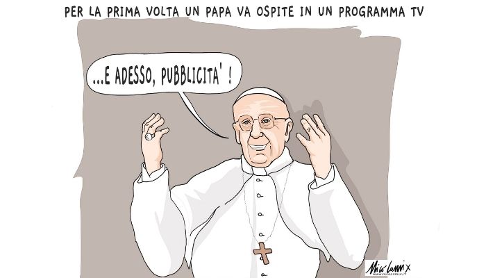e adesso pubblicità. Per la prima volta un Papa va ospite in una trasmissione tv. Papa Francesco da "Mi manda Rai 3" di Fabio Fazio. Nicocomix