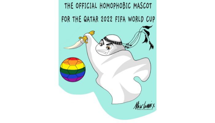 Qatar. La vera omofoba mascotte dei mondiali di calcio 2022. Nicocomix